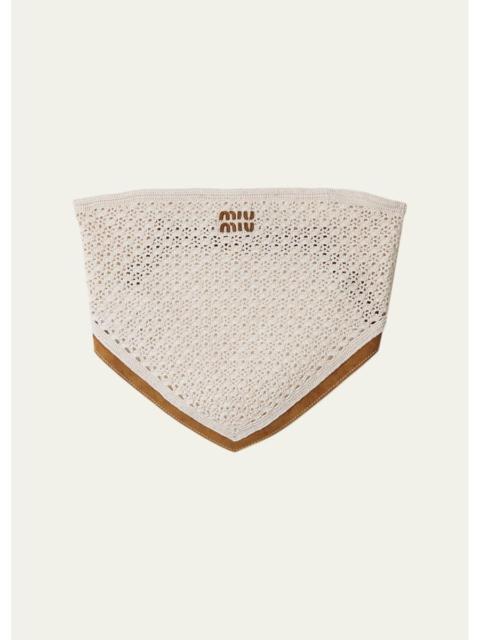 Miu Miu Strapless Crochet Knit Bandana Top