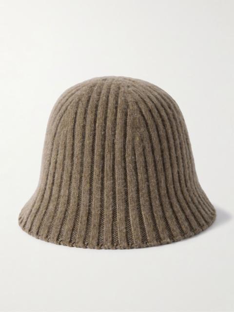 Loro Piana Fobello ribbed cashmere and silk-blend hat Gray