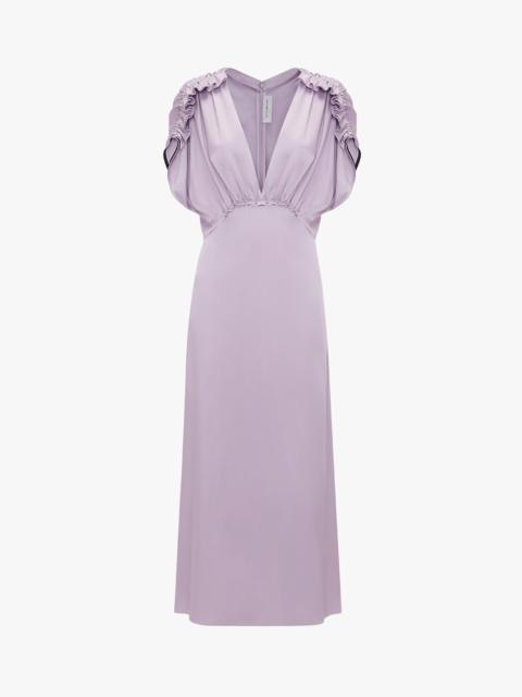 Victoria Beckham V-Neck Ruffle Midi Dress In Petunia