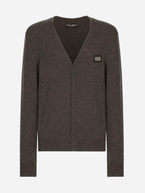 Cashmere and wool cardigan with branded tag