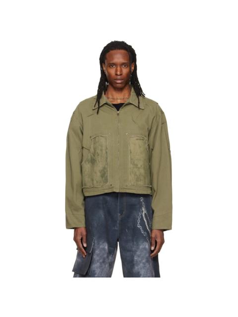 We11done Green Vintage Pin-Tucked Work Jacket