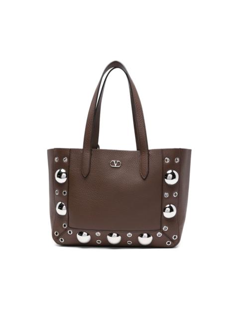 Valentino metallic-eyelet leather tote bag