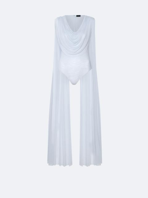 LAPOINTE Mesh Cowl Neck Cape Bodysuit