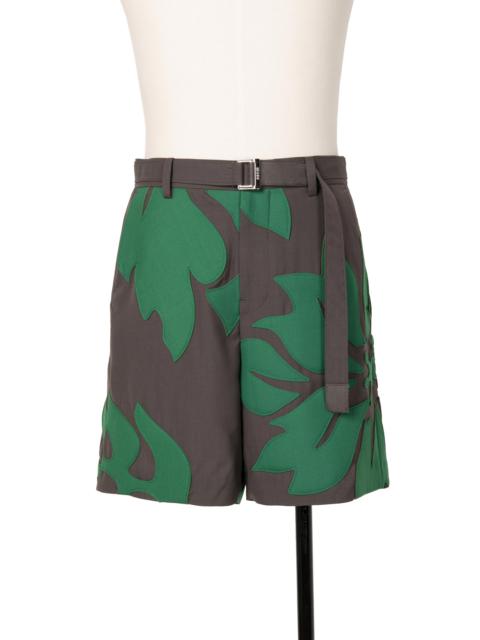 Floral Embroidered Patch Suiting Shorts