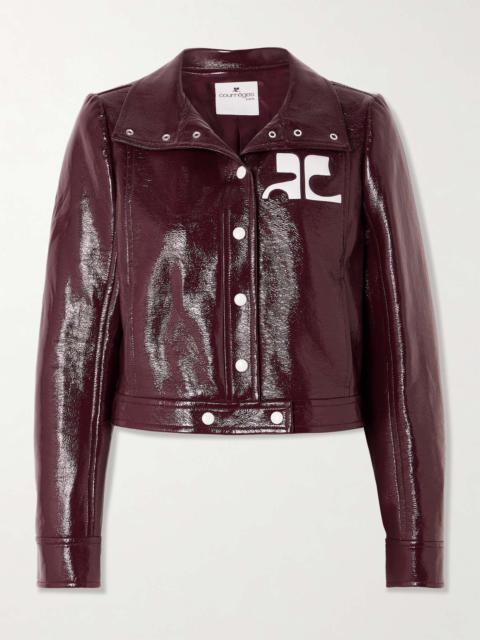 courrèges Reedition appliquéd coated cotton-blend jacket Burgundy
