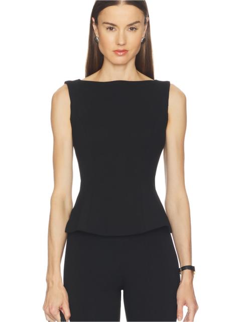 GOOD AMERICAN Soft Stretch Ponte Straight Neck Top