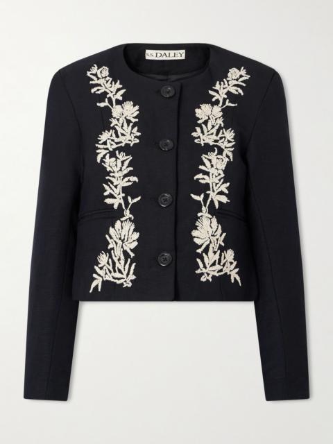 S.S.DALEY Ophelia cropped embroidered woven jacket Black
