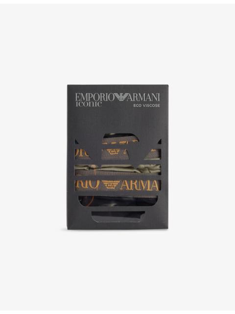 EMPORIO ARMANI Iconic Branded Pack Of Two Stretch-Woven Trunks
