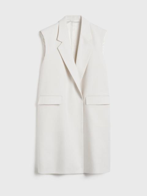 Sleeveless grain de poudre coat off white