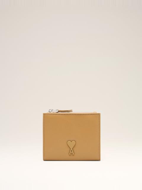 AMI Paris YELLOW COWHIDE LEATHER VOULEZ-VOUS FOLDED WALLET
