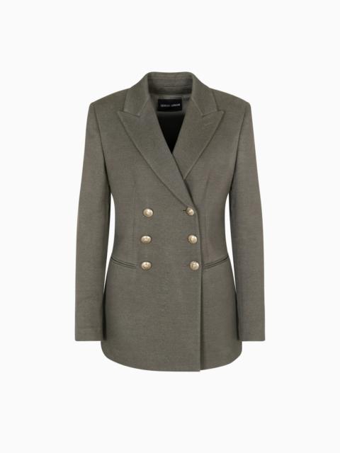 GIORGIO ARMANI DOUBLE-BREASTED JACKET IN SILK, VISCOSE AND COTTON DRILL