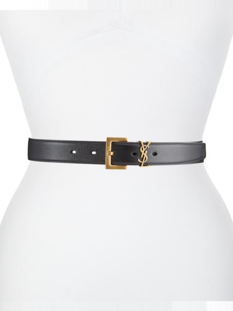 SAINT LAURENT Box Laque YSL Leather Belt
