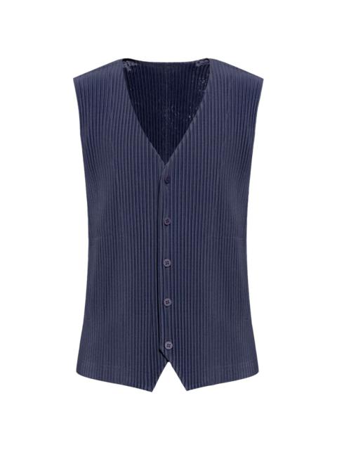 pleated V-neck vest