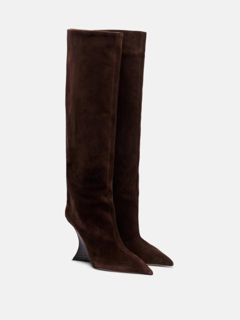 PARIS TEXAS Nina suede knee-high wedge boots