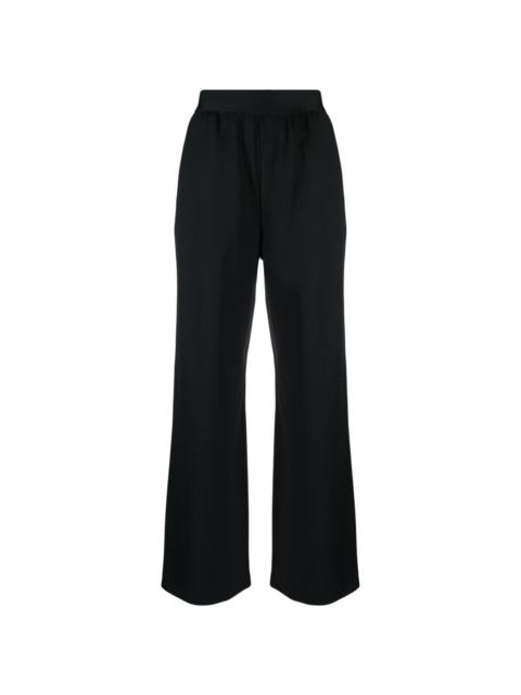 elasticated-waist straight-leg trousers