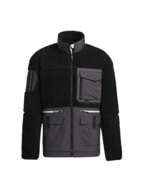 adidas adidas Urban Sherp JKT Zipper Splicing Stay Warm Outdoor Sports Jacket Black GV3525