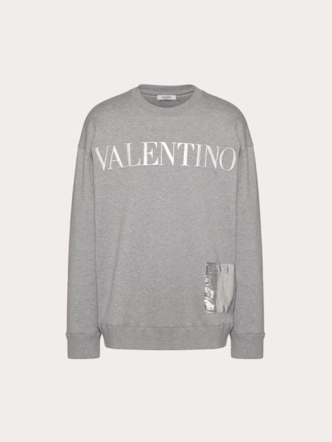 Valentino CREWNECK SWEATSHIRT WITH METALLIC VALENTINO EMBOSSED