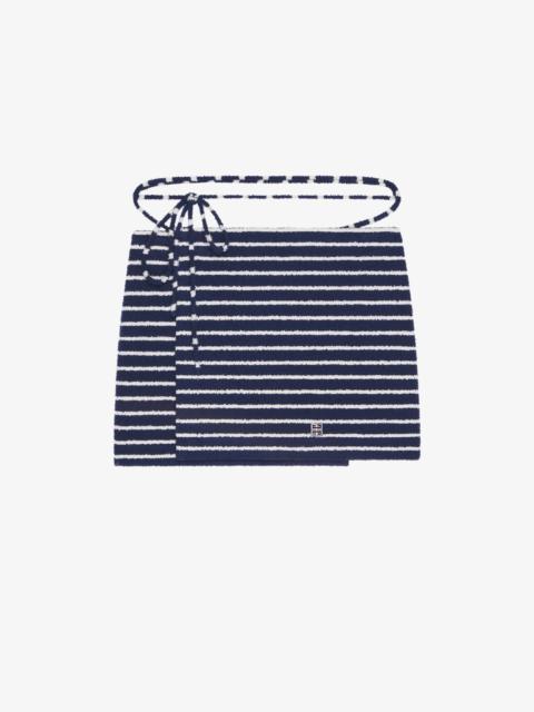 STRIPED MINI SKIRT IN COTTON TOWELLING WITH 4G DETAIL
