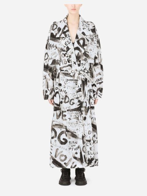Dolce & Gabbana Nylon trench coat with DG graffiti print