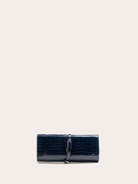 Liffner BELTED CLUTCH NAVY CROC
