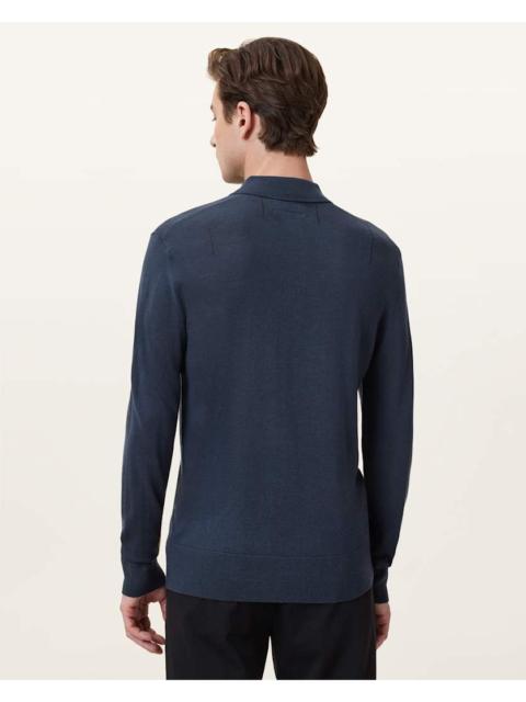 ALLSAINTS MODE MERINO LONG SLEEVE RAMSKULL POLO SHIRT