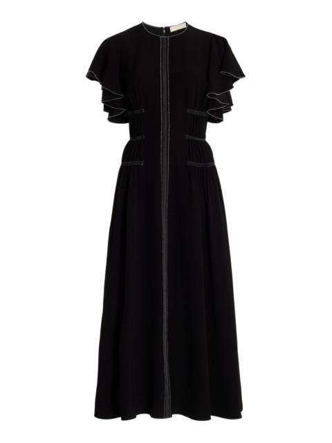 ULLA JOHNSON Anais Flutter Sleeve Midi Dress black