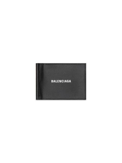 BALENCIAGA Men's Cash Folded Card Holder With Bill Clip in Black/white