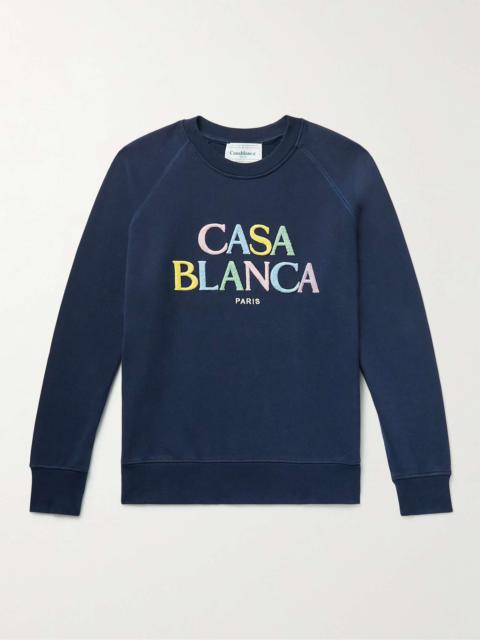 CASABLANCA Logo-Embroidered Organic Cotton-Jersey Sweatshirt