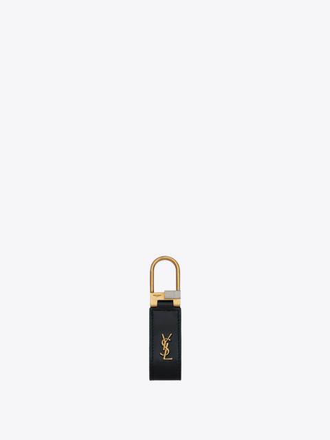 SAINT LAURENT tiny cassandre keyring in smooth leather