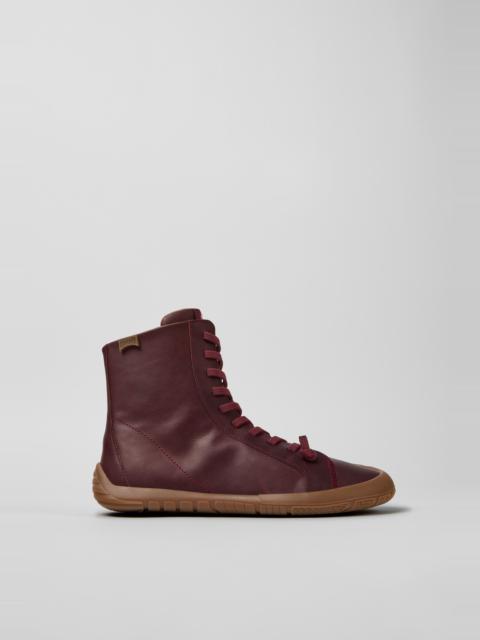 CAMPER Peu Path+ Burgundy Leather Ankle Boots for Women.