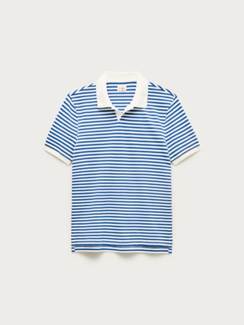 J.CREW Piqué johnny-collar polo shirt in stripe