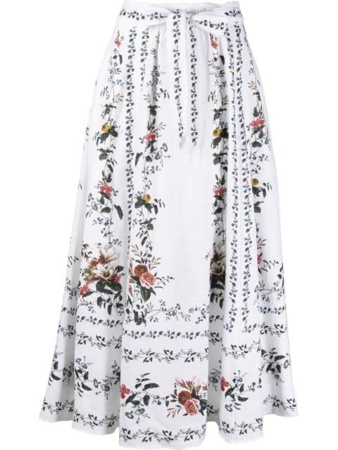 Erdem Bernadette linen midi skirt