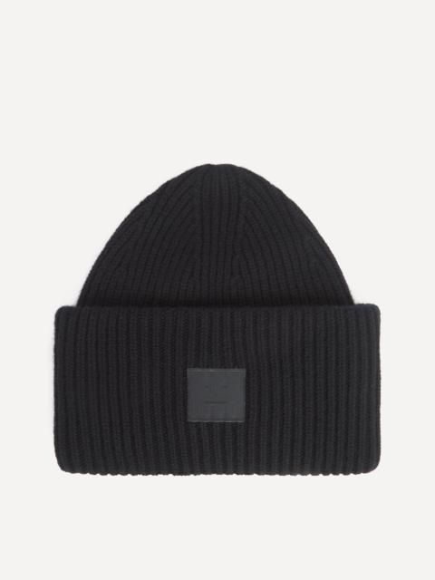Acne Studios Large Face Logo Ribbed Beanie Hat
