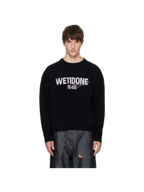 We11done Black Wide-Fit '1506' Logo Pullover Sweater