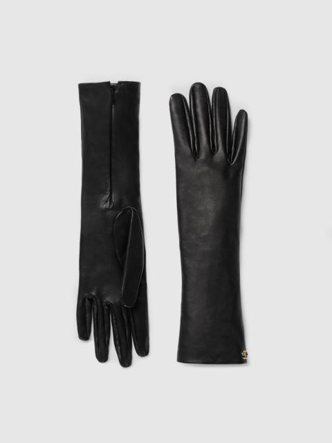 GUCCI Leather gloves with Double G