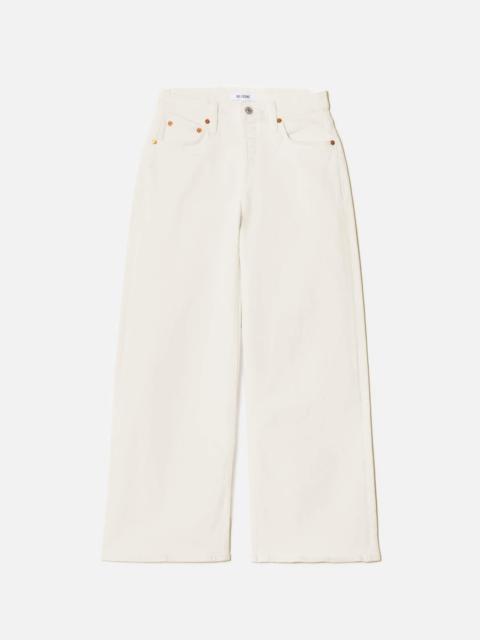 RE/DONE Comfort Stretch Mid Rise Wide Leg Crop - Vintage White