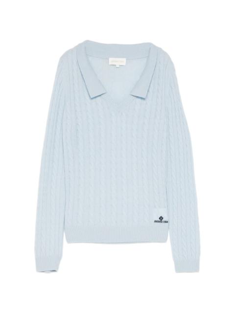 SHUSHU/TONG cable-knit V-neck sweater