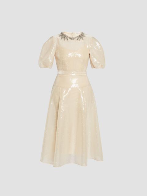 Erdem EMBELLISHED ORGANZA SEQUIN MIDI DRESS