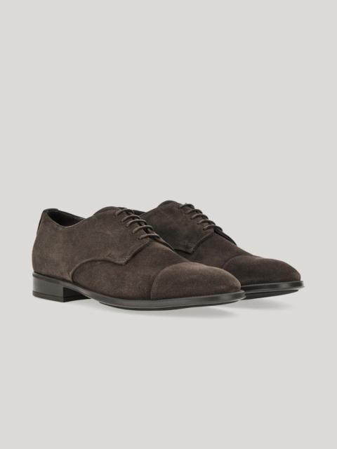 Canali DARK BROWN SUEDE CAP-TOE DERBY WITH RUBBER SOLE