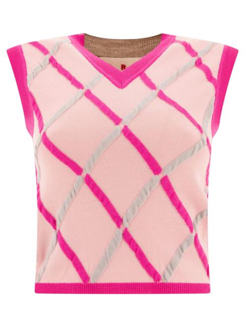 Waistcoat With Diamond Pattern Knitwear Pink