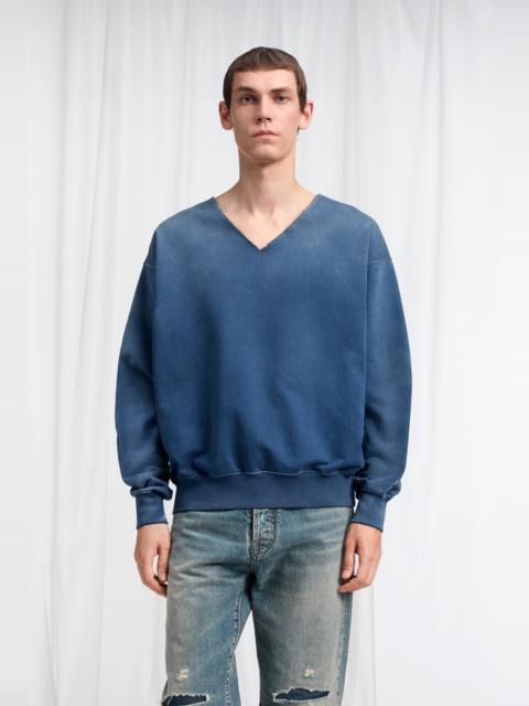 Maison Margiela Washed V-Neck Cotton Sweatshirt