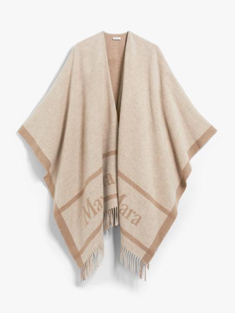 Jacquard wool poncho