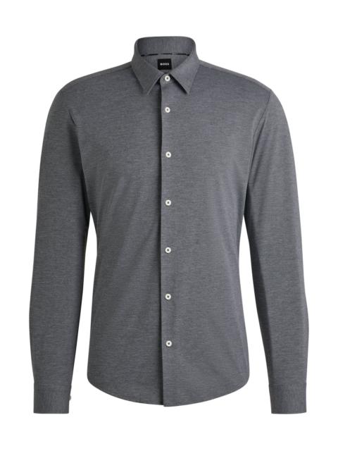 BOSS SLIM-FIT SHIRT IN MELANGE PERFORMANCE-STRETCH JERSEY