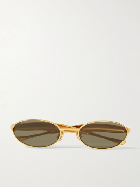 Bottega Veneta Sardine oval-frame gold-tone sunglasses Gold