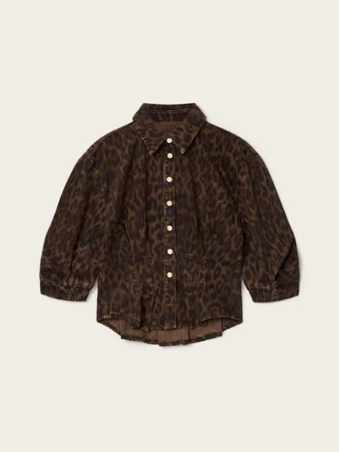 ALLSAINTS NANCY LEOPARD PRINT DENIM SHIRT