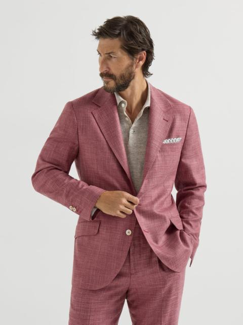 Brunello Cucinelli Slubbed virgin wool, silk and linen hopsack deconstructed Cavallo blazer