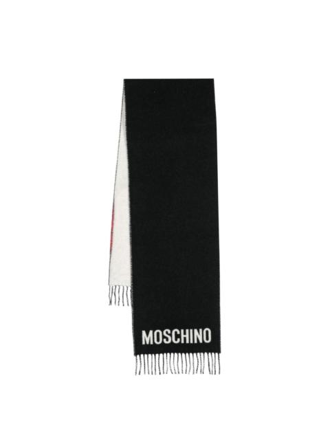 Moschino logo-intarsia wool scarf