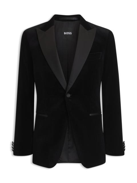 BOSS SLIM-FIT TUXEDO JACKET IN COTTON VELVET