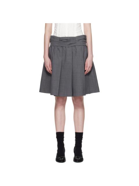SHUSHU/TONG Gray Draped Waist Wide-Pleat Midi Skirt