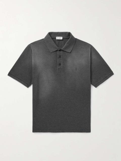 SAINT LAURENT Logo-Embroidered Cotton-Piqué Polo Shirt